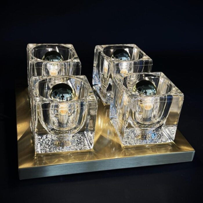 glass ice cube flushmount attributed to peill and putzler 1970s 4582