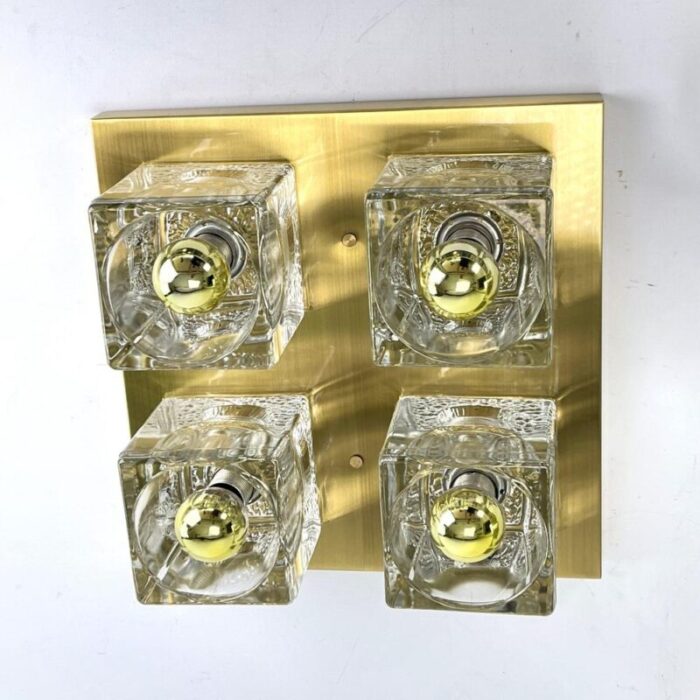 glass ice cube flushmount attributed to peill and putzler 1970s 5839