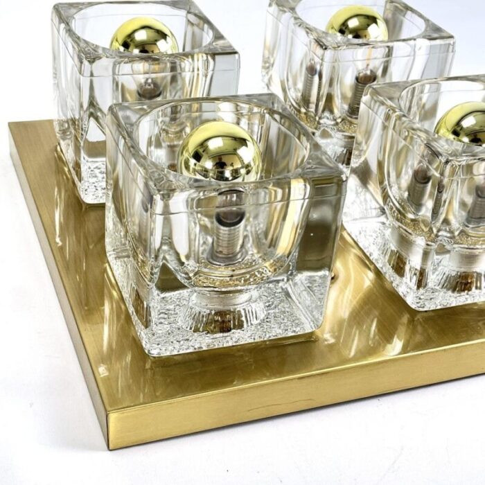 glass ice cube flushmount attributed to peill and putzler 1970s 5934