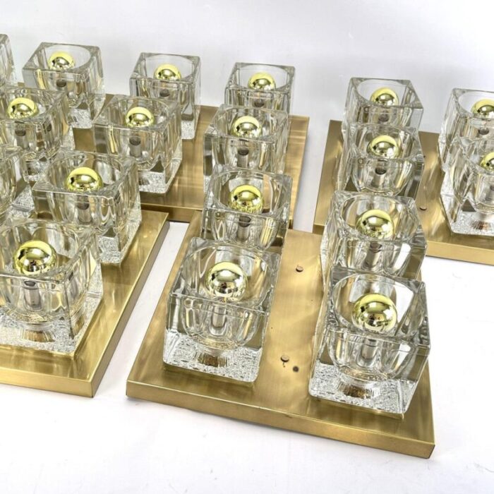 glass ice cube flushmount attributed to peill and putzler 1970s 8011