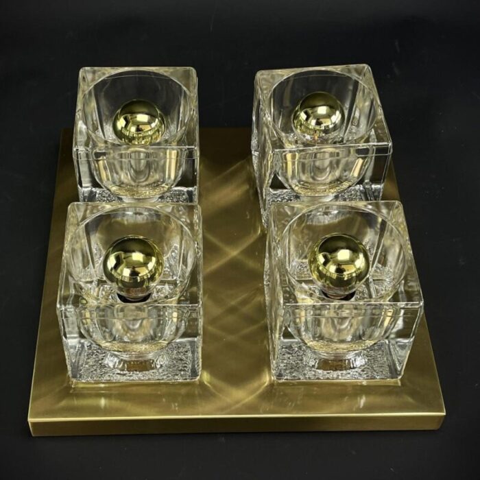 glass ice cube flushmount attributed to peill and putzler 1970s 9159