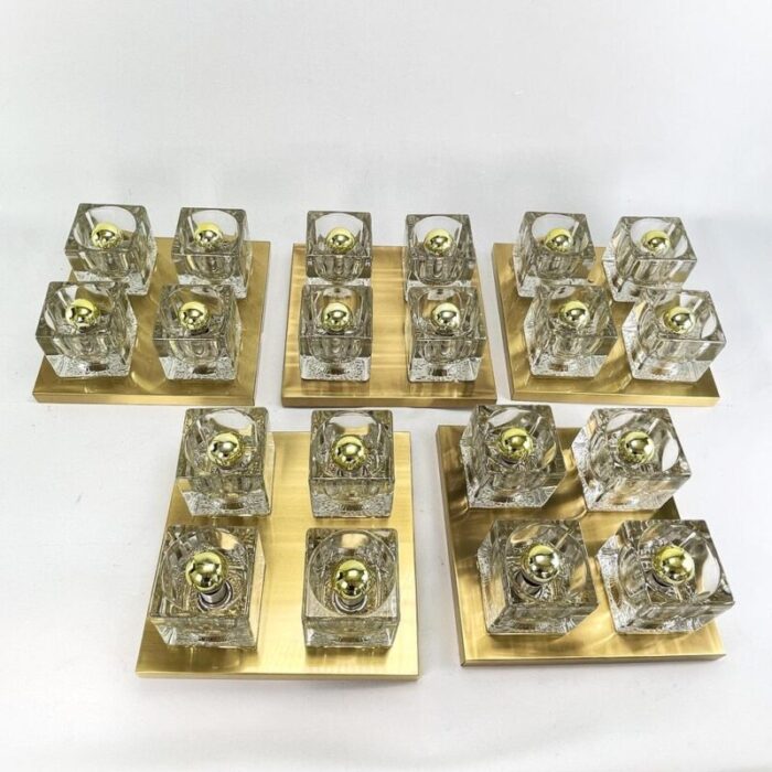 glass ice cube flushmount attributed to peill and putzler 1970s 9422