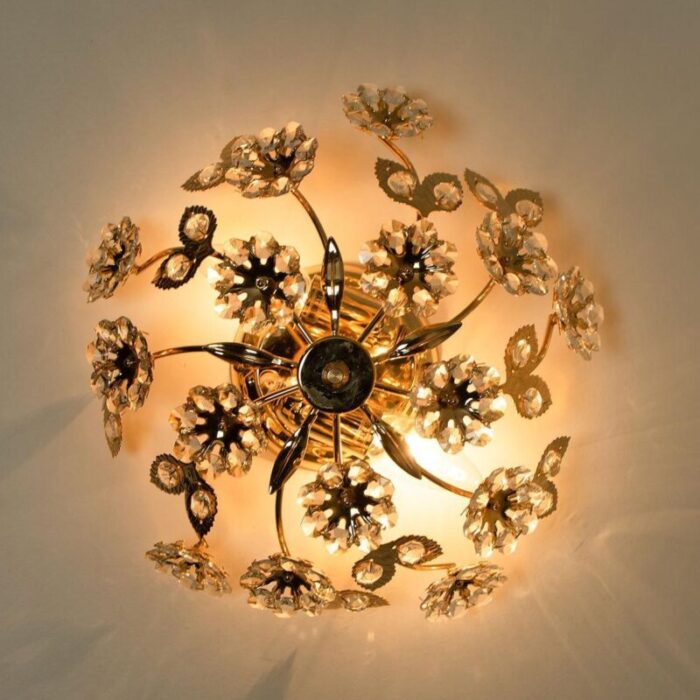 gold plated flower wall light or flushmount from palwa 10