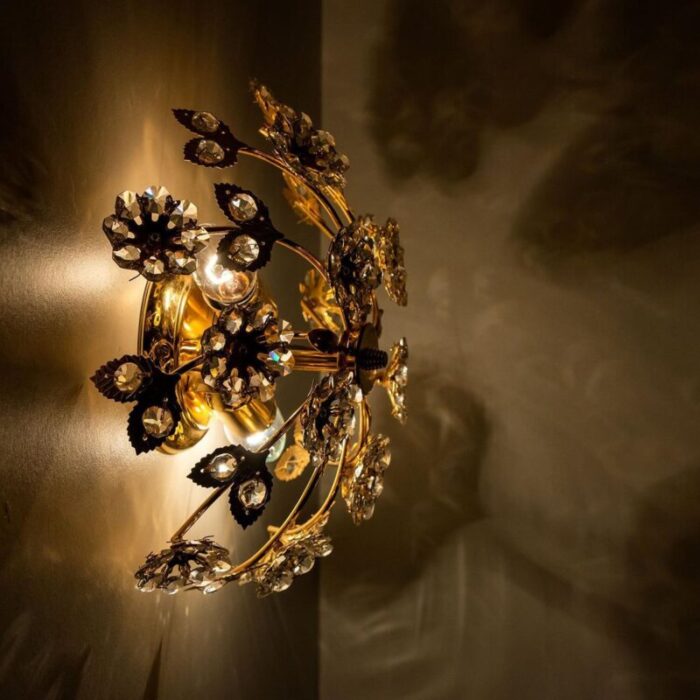 gold plated flower wall light or flushmount from palwa 12