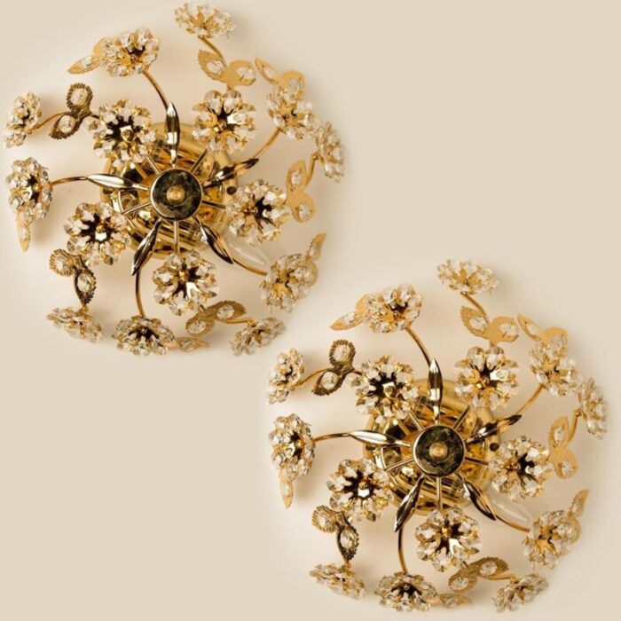 gold plated flower wall light or flushmount from palwa 2