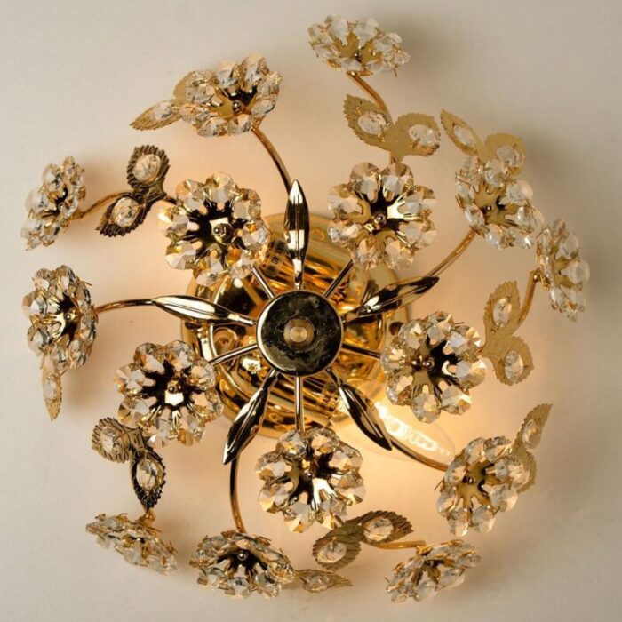 gold plated flower wall light or flushmount from palwa 7