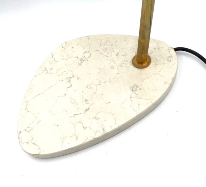 golden brass table or desk lamp with carrara marble base italy 1980s 16