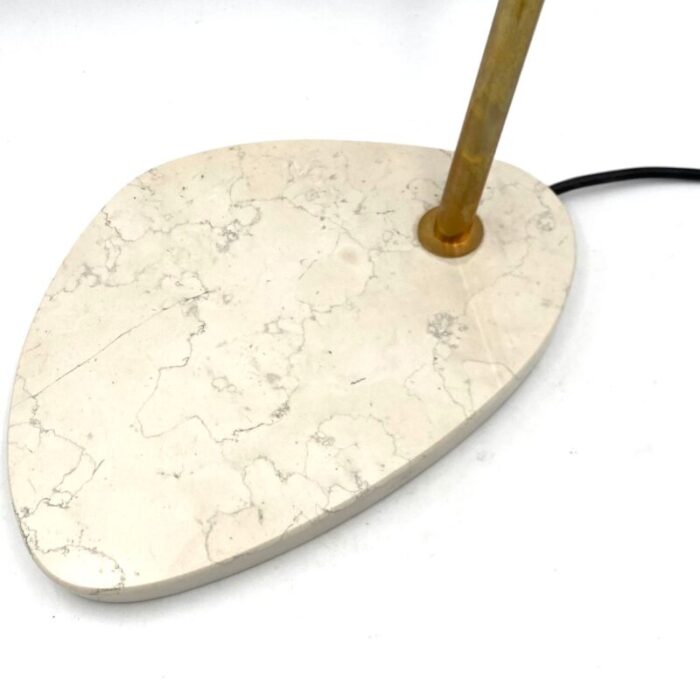 golden brass table or desk lamp with carrara marble base italy 1980s 7