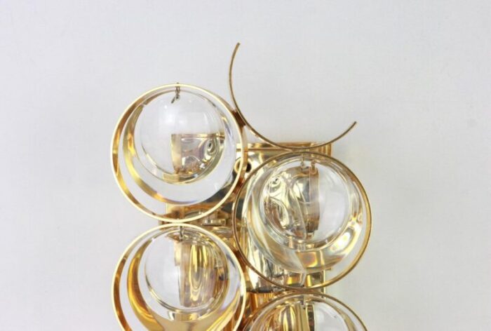 golden gilded brass and crystal sconce from palwa germany 1960s 3