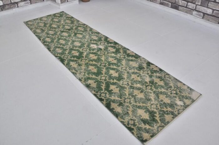 green geometric design oushak rug 1960s 2669