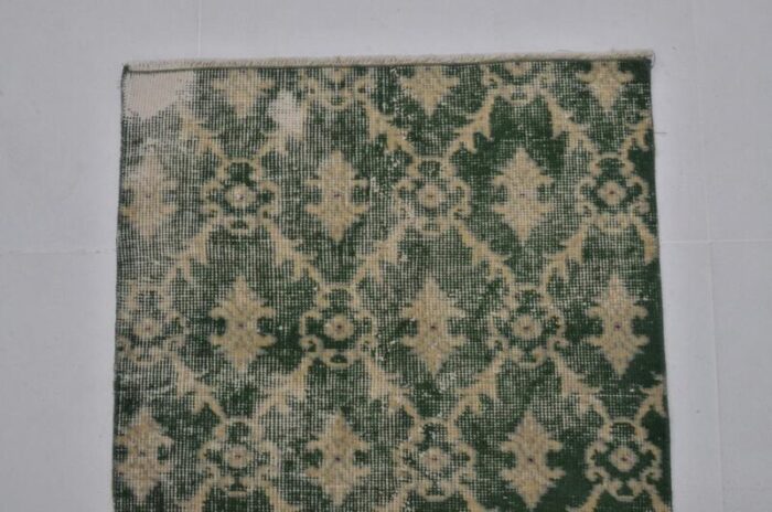 green geometric design oushak rug 1960s 5233