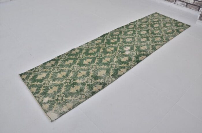 green geometric design oushak rug 1960s 5968