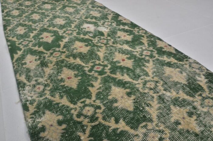 green geometric design oushak rug 1960s 9186