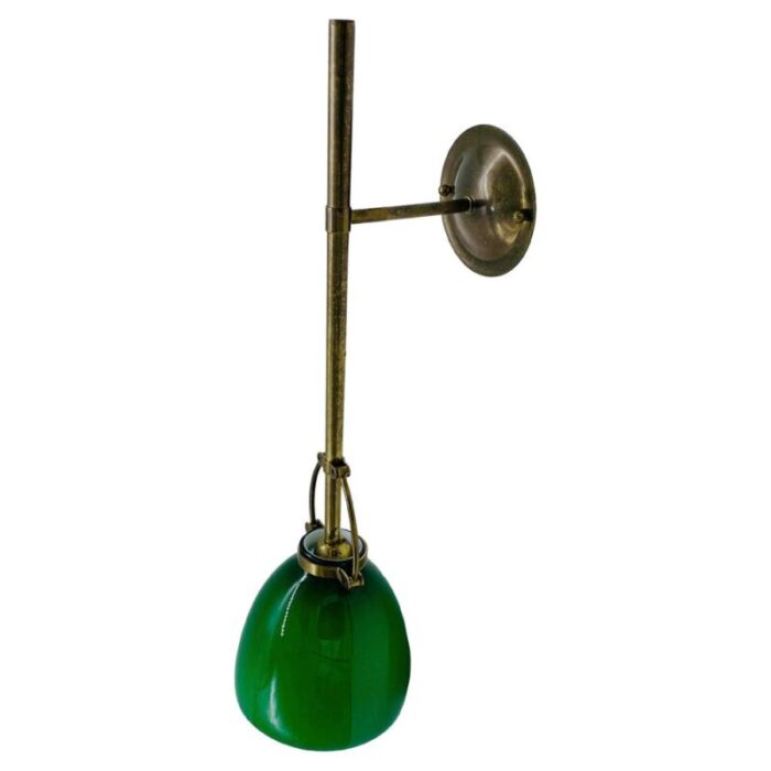 green glass brass sconce italy 1950 1