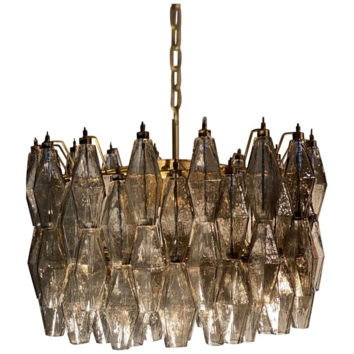 grey poliedri murano glass chandelier 1