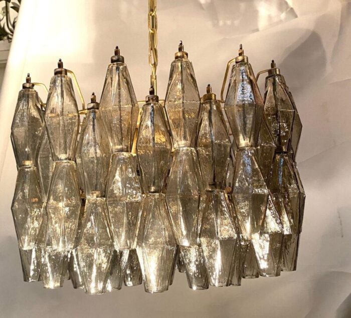 grey poliedri murano glass chandelier 3