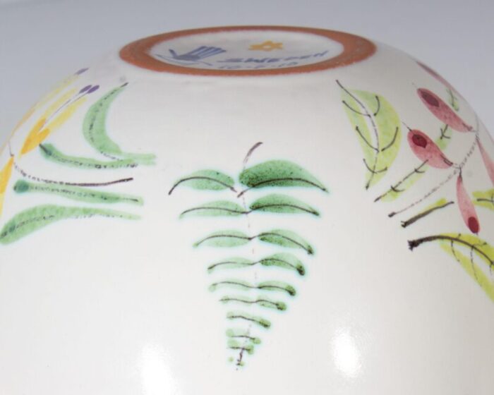 gustavsberg sweden faience leaf bowl with floral design by stig lindberg 6972