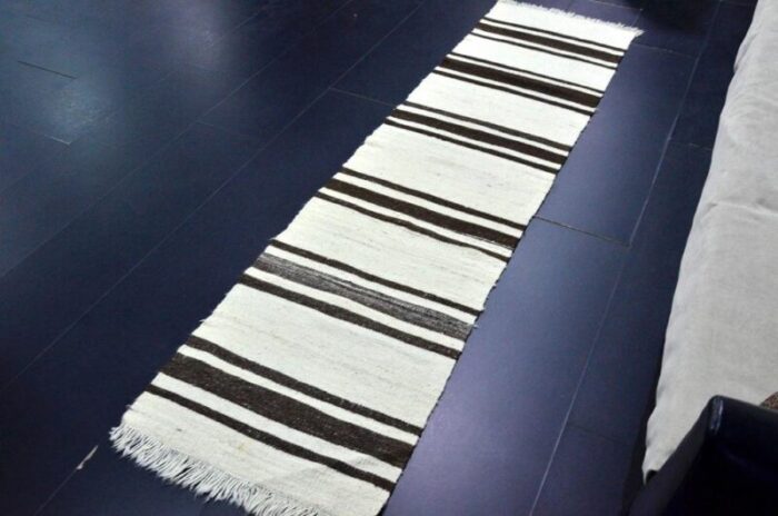 handmade antique striped wool kilim runner rug 1960s 6393