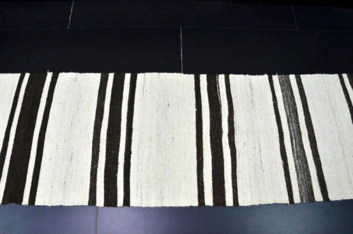 handmade antique striped wool kilim runner rug 1960s 7347