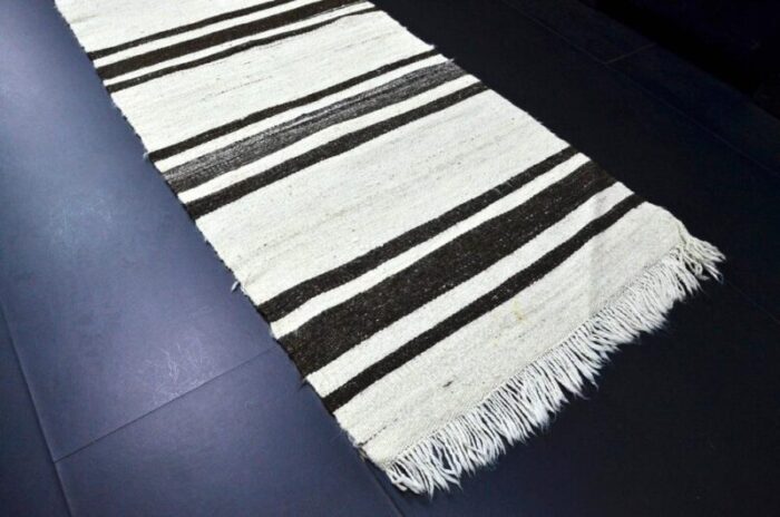 handmade antique striped wool kilim runner rug 1960s 7921