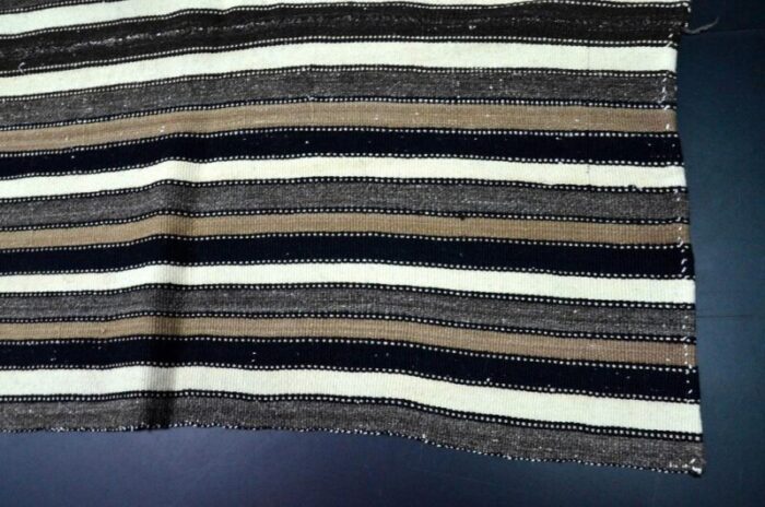 handmade striped wool kilim rug 1960s 0501