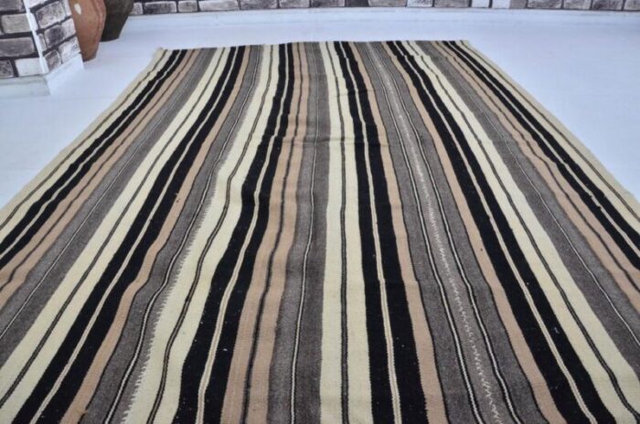 handmade striped wool kilim rug 1960s 1789