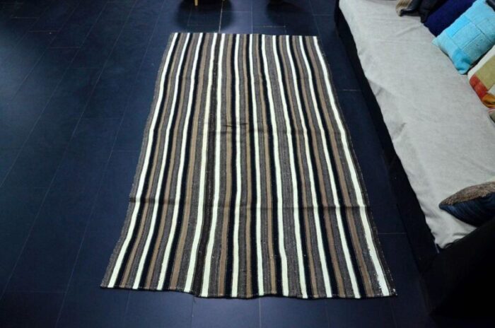 handmade striped wool kilim rug 1960s 1790