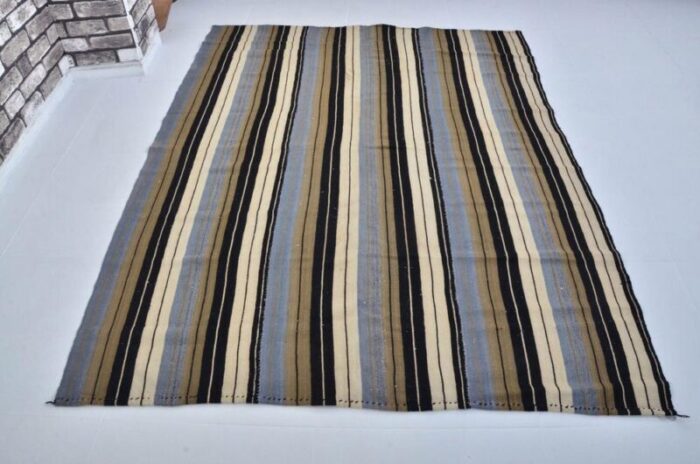 handmade striped wool kilim rug 1960s 2560