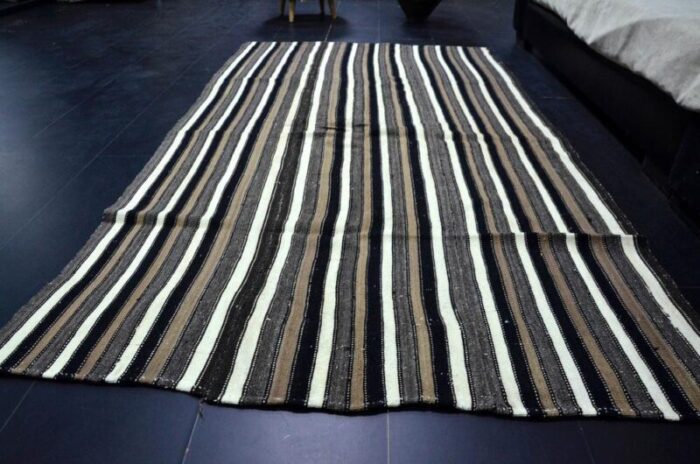 handmade striped wool kilim rug 1960s 5560