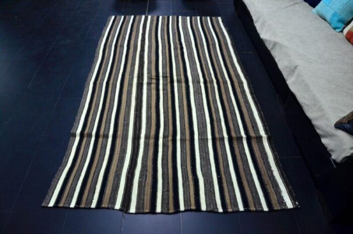 handmade striped wool kilim rug 1960s 6410