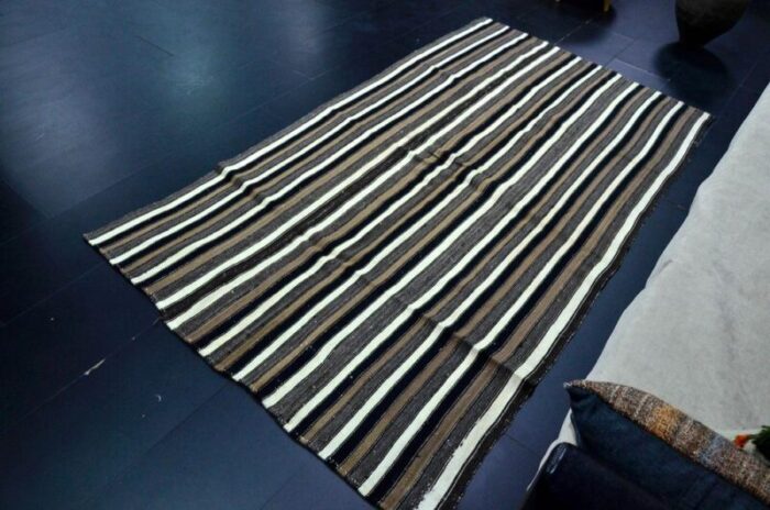 handmade striped wool kilim rug 1960s 9198