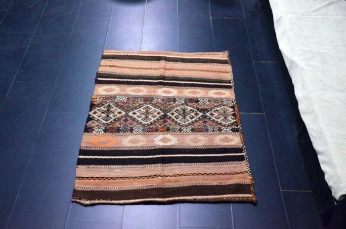 handmade striped wool kilim rug 1960s 9604