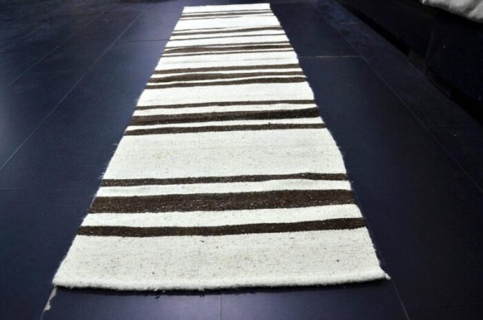 handmade striped wool kilim runner rug 1960s 0717