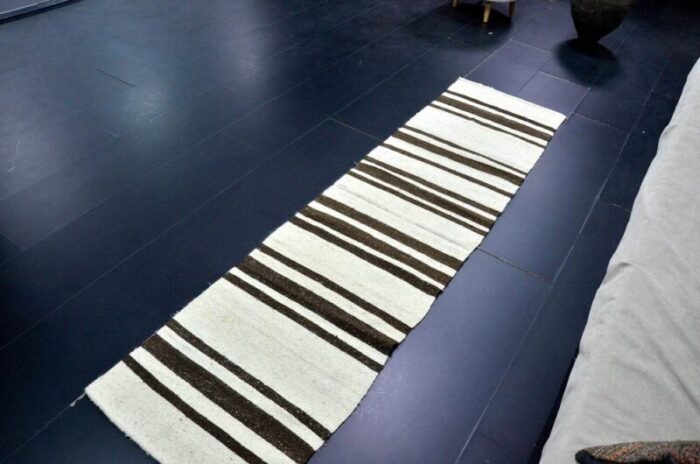 handmade striped wool kilim runner rug 1960s 4620