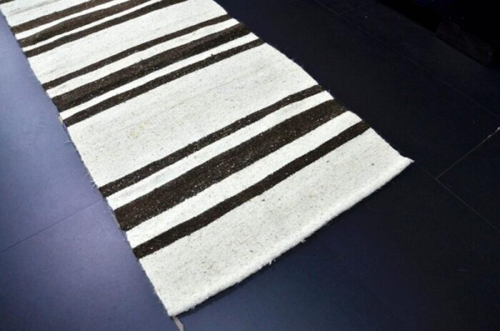 handmade striped wool kilim runner rug 1960s 5128