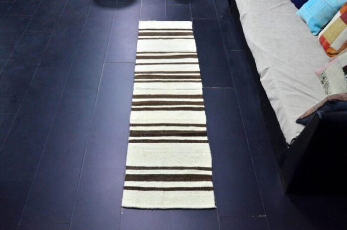 handmade striped wool kilim runner rug 1960s 5736