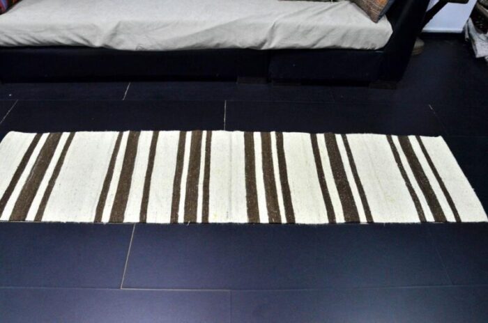 handmade striped wool kilim runner rug 1960s 6821