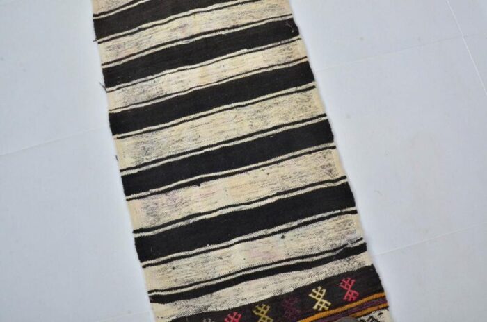 handmade striped wool kilim runner rug 1960s 8360