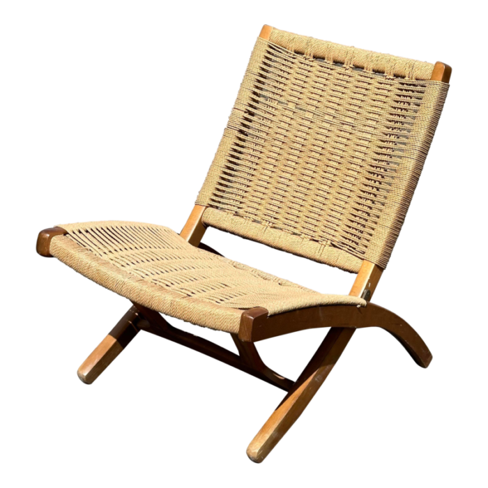 hans wegner style danish folding rope chair 1278