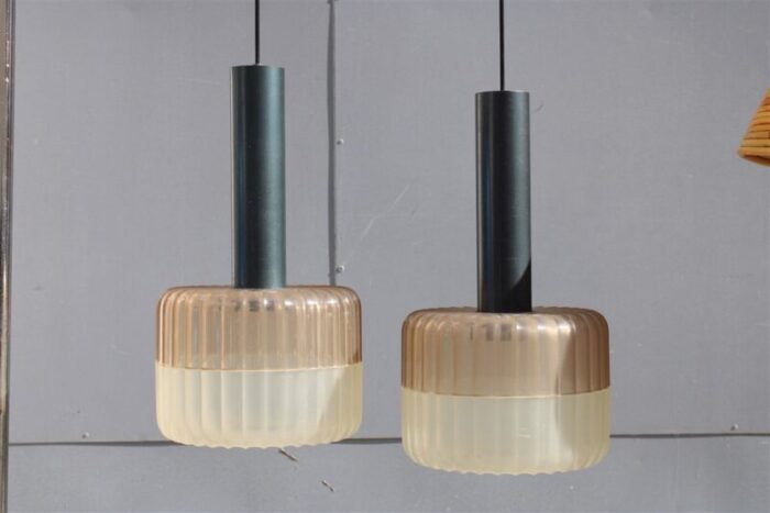 hard plastic and metal chandeliers from stilux milano 1960 set of 2 10