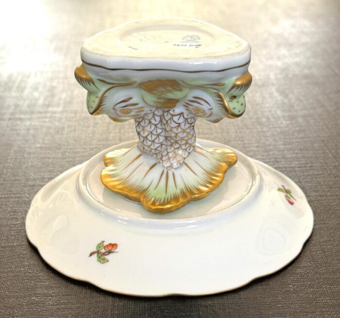 herend queen victoria pedestal dish on dolphin fish base 2264