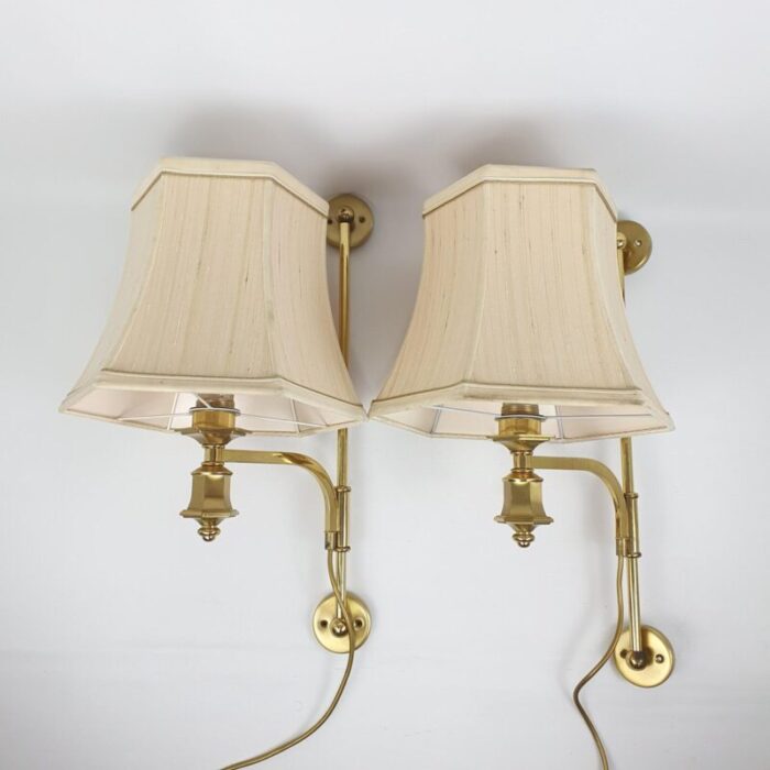 hollywood regency brass wall lamps 1960s set of 2 1