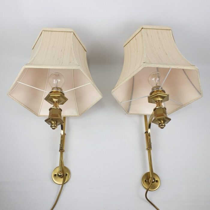 hollywood regency brass wall lamps 1960s set of 2 3