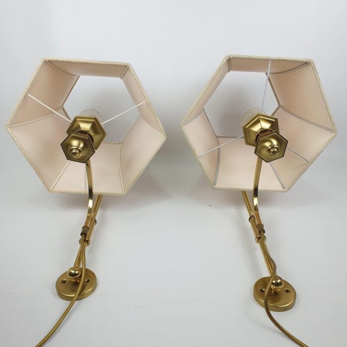 hollywood regency brass wall lamps 1960s set of 2 4