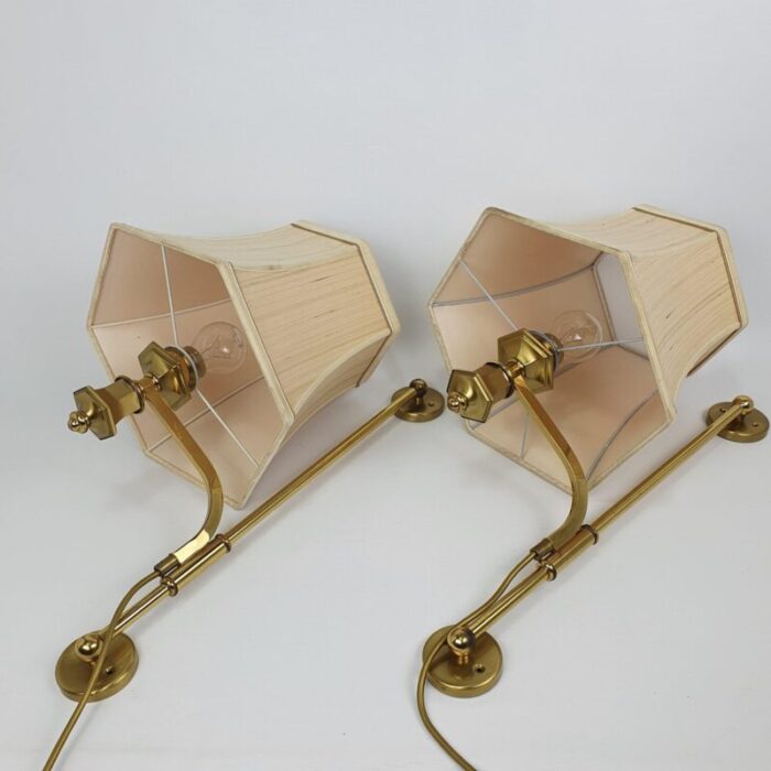 hollywood regency brass wall lamps 1960s set of 2 5