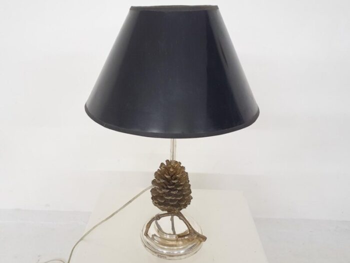 hollywood regency pine cone table light france 1970s 1