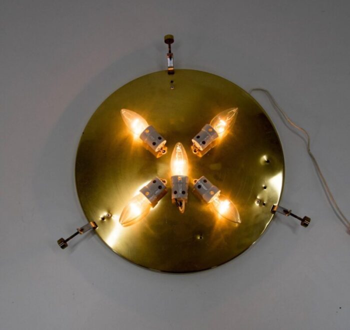 huge murano glass and brass flush mount from hillebrand 1960s 11