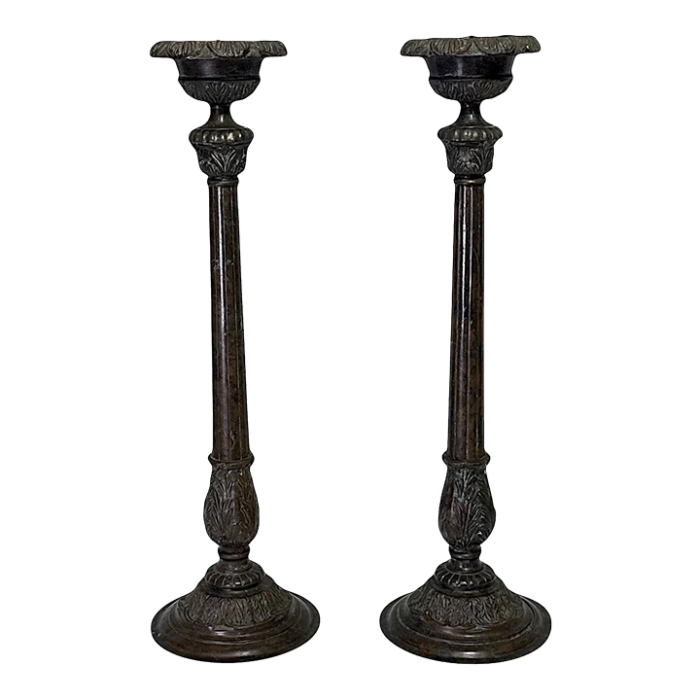 impressive tall bronze georgian candlesticks by maitland smith a pair 25 5794