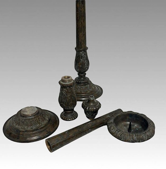 impressive tall bronze georgian candlesticks by maitland smith a pair 25 6563