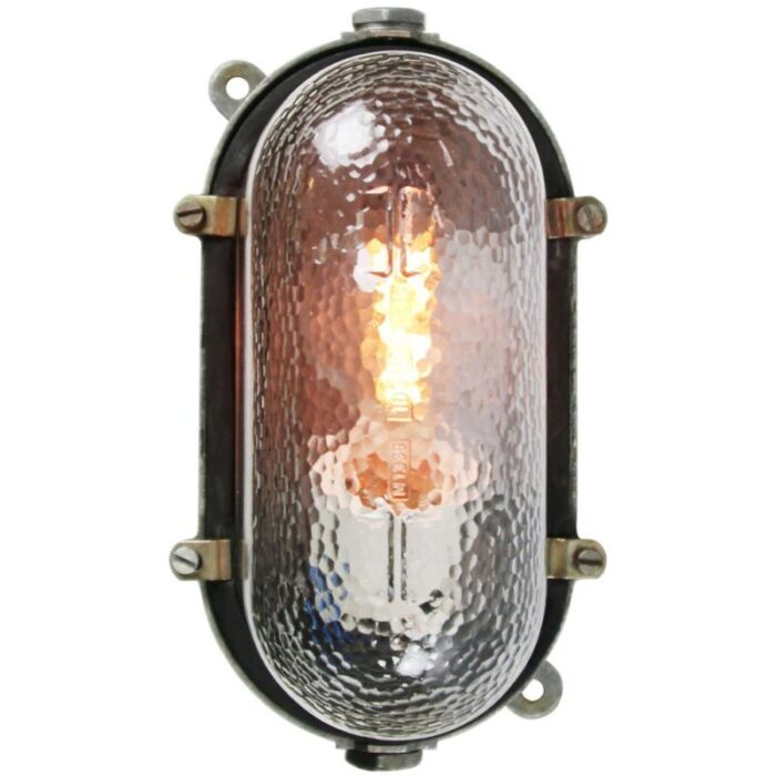 industrial cast metal frosted glass sconce 3